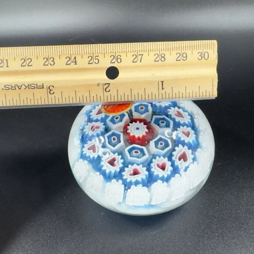 Murano Round Italian‎ Venetian Glass Paperweight Hand Blown Glass Millefiori VTG